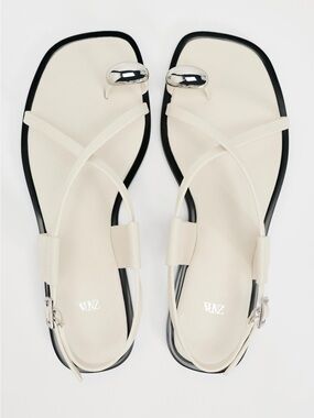 Zara Metal Toe-Ring Sandals with Silver Accent